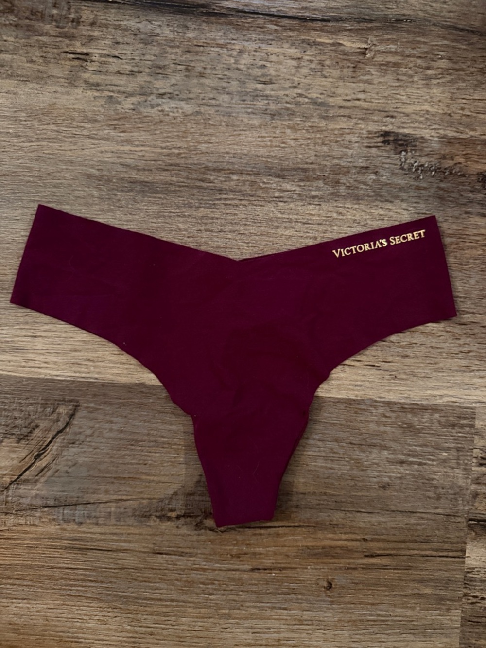 Victoria's Secret Seamless Thong - Wine with Gold Logo